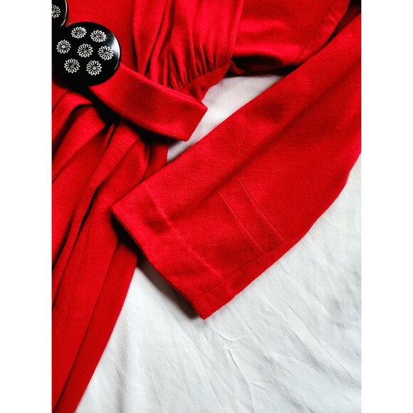 Vintage 1940s Red Wool Dress, Matching Hat, Rhinestone Belt, Women's Small - Picture 11 of 16